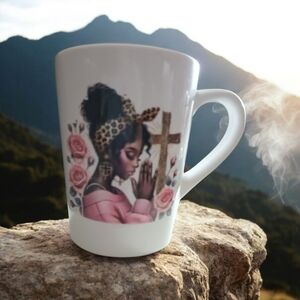 Hand Crafted White and Pink Mug